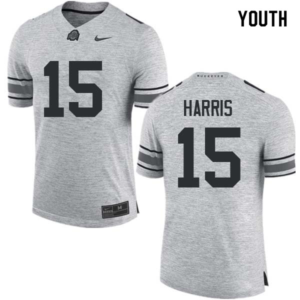 Youth Ohio State Buckeyes #15 Jaylen Harris Gray Authentic College Stitched Football Jersey 23SG043TU